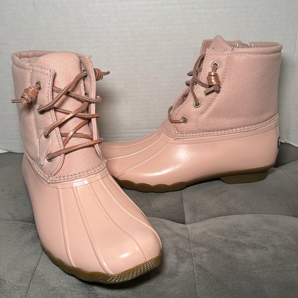 NWOT Sperry Kids Saltwater Rain Boots Blush Pink Size 6 - Picture 2 of 13